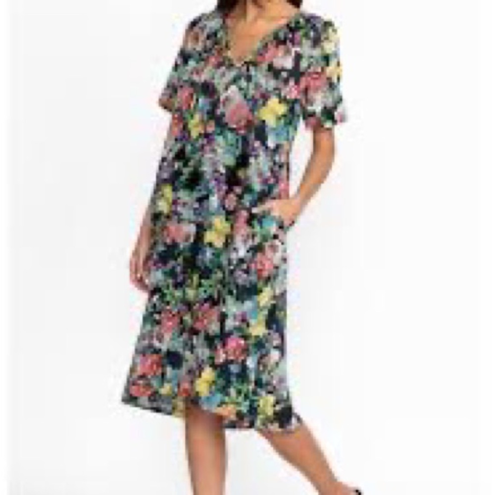 NWT Johnny Was ZAHAVA Tie Neck Midi Dress